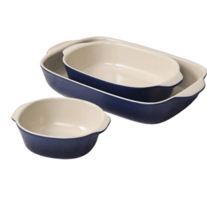 3-Piece Modern Ceramic Rectangular Bakeware Set - 0.5L, 1.4L, 2.8L